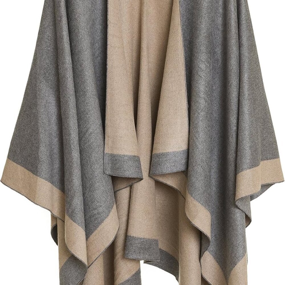 Women's Shawl Wrap Poncho Ruana Cape Cardigan Sweater Open Front for Travel Flig